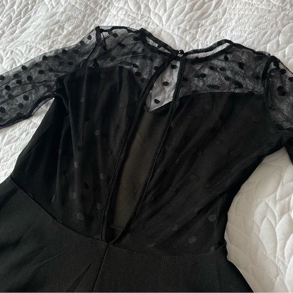 Black Dress w Sheer Polka Dot - Picture 5 of 7
